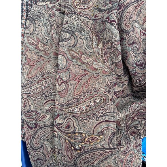 Vintage Ellen Figg Paisley Tapestry Blazer Jacket With Sequins - Picture 6 of 8